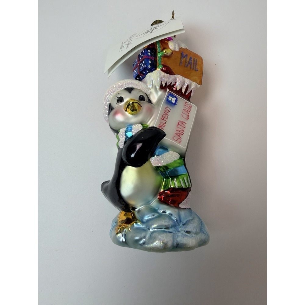 Radko Penny's Post Mailbox Penguin Letter to Santa 1011167 Christmas Ornament